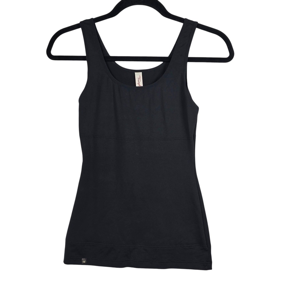 Triumph Womens Black Scoop Neck Tank Top Camisole Small Minimalist Basic Layers‎